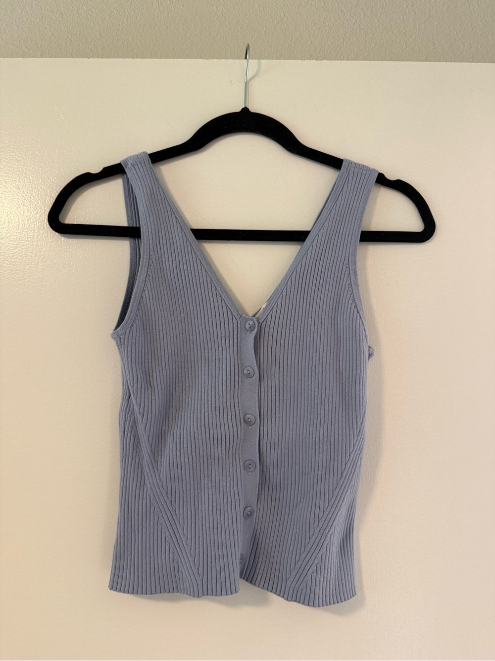 Madewell Light Blue Ribbed Button-Front V-Neck Sweater Tank